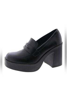 NIB Steve Madden Sedina Size 10 Faux Leather Slip On Chunky Loafers Black